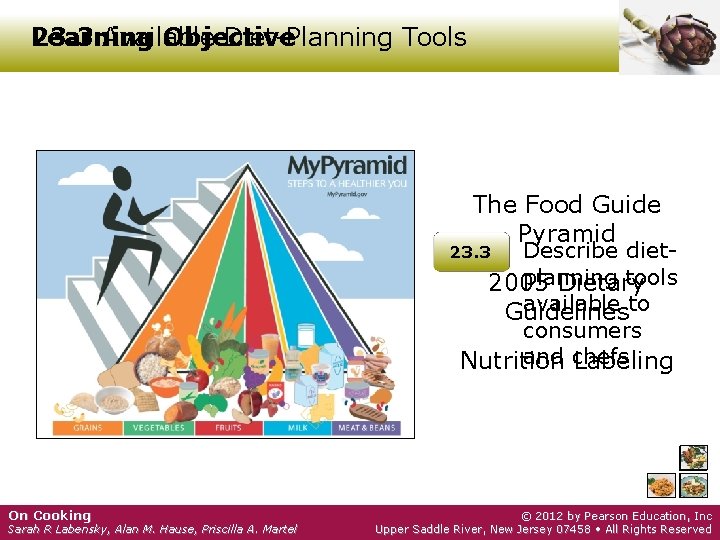 Learning 23. 3 Available Objective Diet-Planning Tools The Food Guide Pyramid Describe dietplanning tools