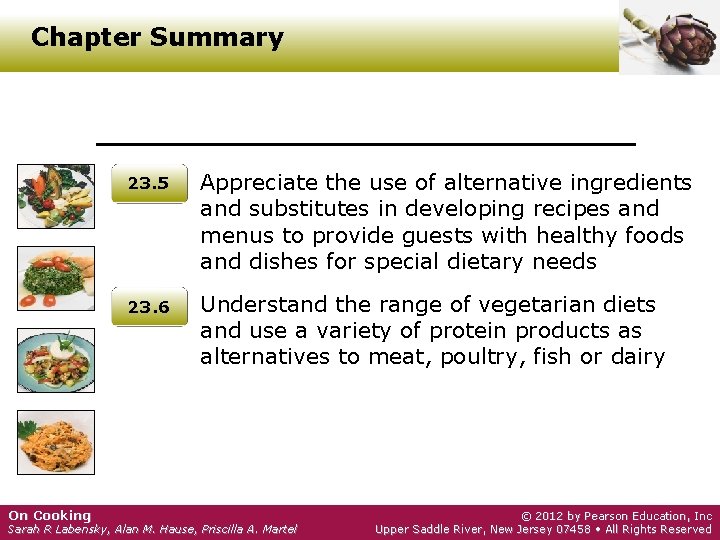 Chapter Summary 23. 5 Appreciate the use of alternative ingredients and substitutes in developing