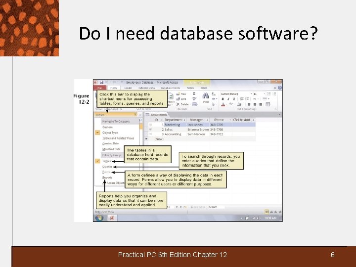 Do I need database software? Practical PC 6 th Edition Chapter 12 6 