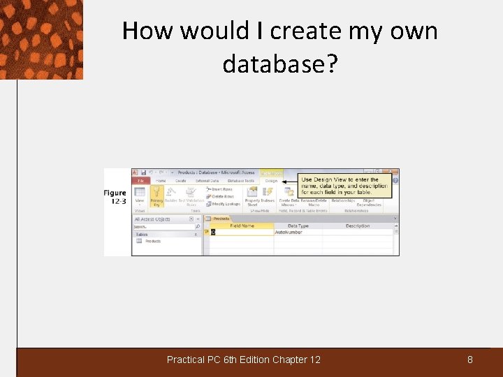 How would I create my own database? Practical PC 6 th Edition Chapter 12