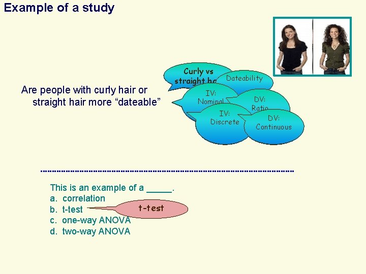 . Example of a study Are people with curly hair or straight hair more