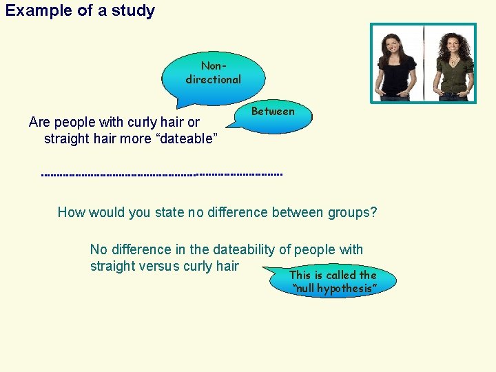 . Example of a study Directional? Non(is it predicting directional who is more dateable?