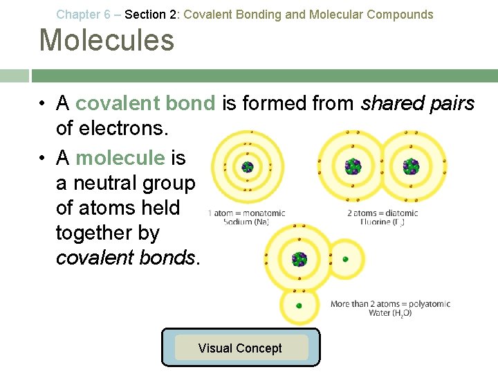 Chapter 6 – Section 2: Covalent Bonding and Molecular Compounds Molecules • A covalent