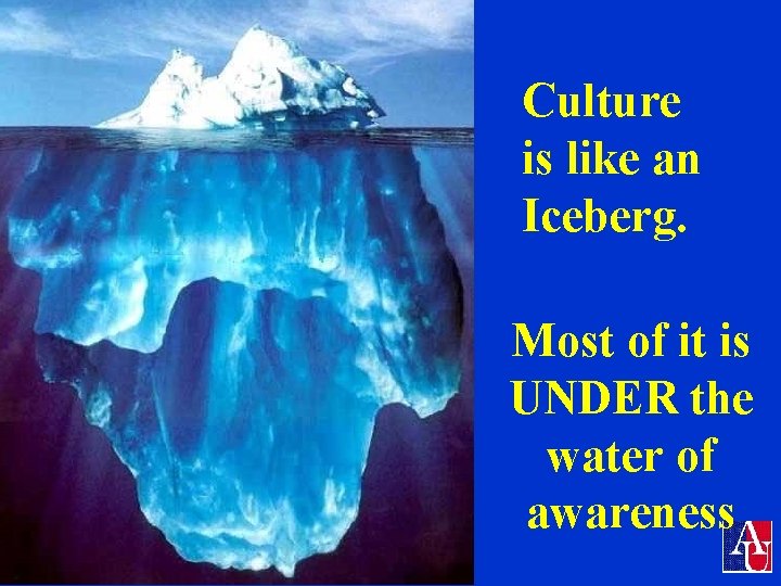 Intercultural Management Institute Culture is like an Iceberg. Most of it is UNDER the