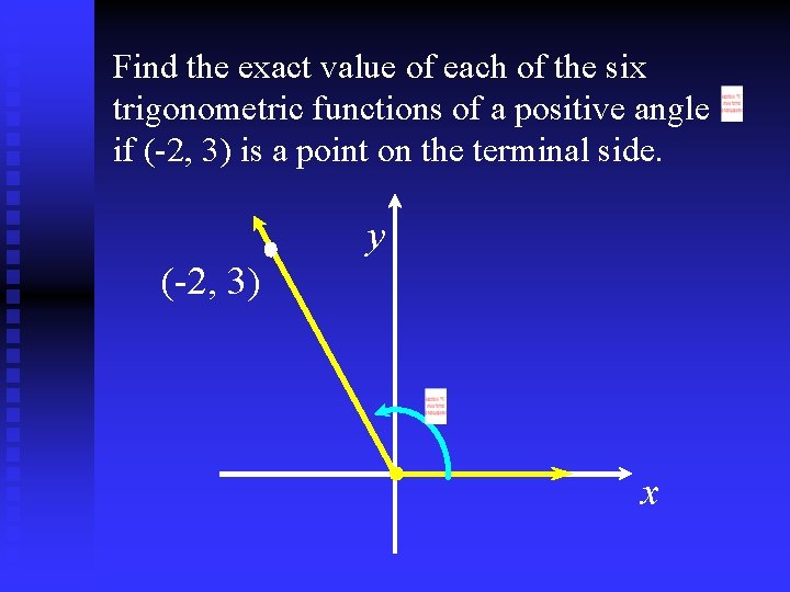 Find the exact value of each of the six trigonometric functions of a positive