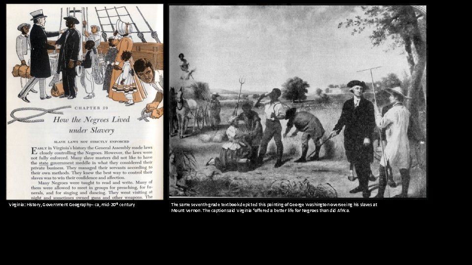 Virginia: History, Government Geography– ca, mid-20 th century The same seventh-grade textbook depicted this