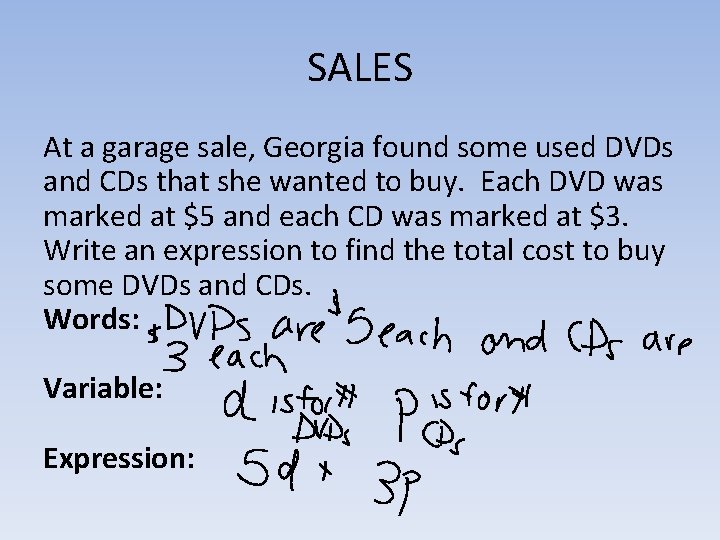 SALES At a garage sale, Georgia found some used DVDs and CDs that she