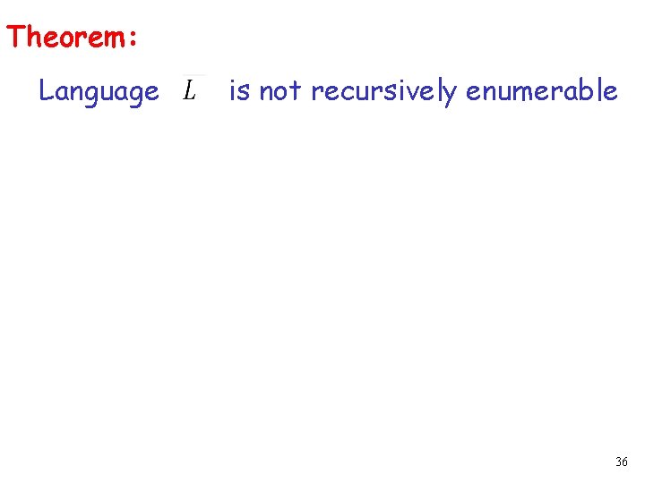 Theorem: Language is not recursively enumerable 36 