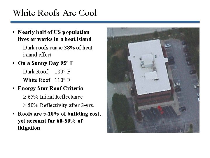 White Roofs Are Cool • Nearly half of US population lives or works in