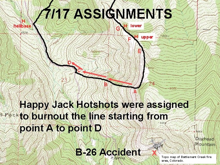 7/17 ASSIGNMENTS lower upper Happy Jack Hotshots were assigned to burnout the line starting