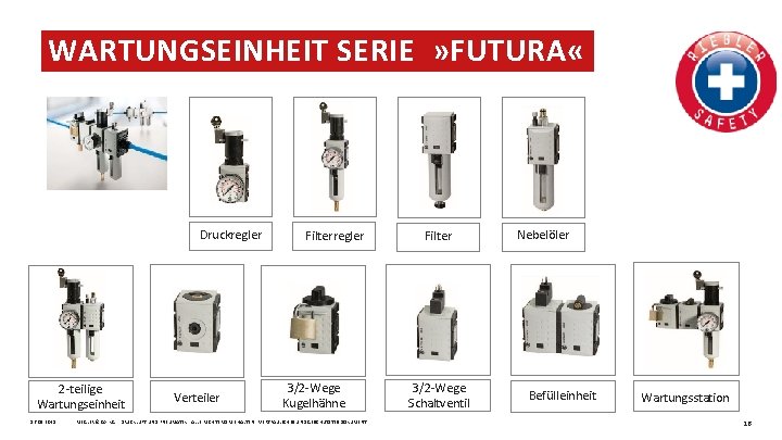 WARTUNGSEINHEIT SERIE » FUTURA « Druckregler 2 -teilige Wartungseinheit 16. 09. 2021 Verteiler Filterregler