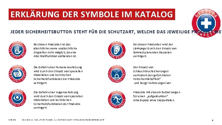 ERKLÄRUNG DER SYMBOLE IM KATALOG JEDER SICHERHEITSBUTTON STEHT FÜR DIE SCHUTZART, WELCHE DAS JEWEILIGE