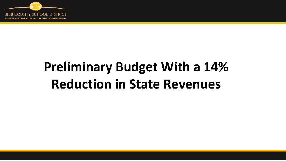 Preliminary Budget With a 14% Reduction in State Revenues 