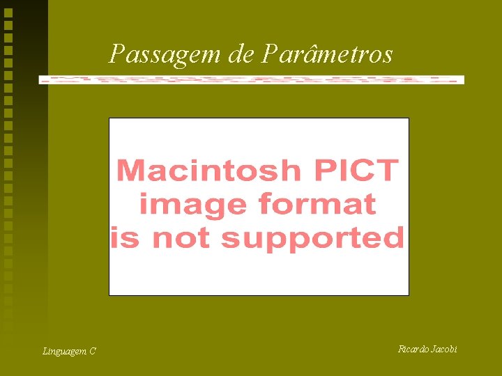 Passagem de Parâmetros Linguagem C Ricardo Jacobi 