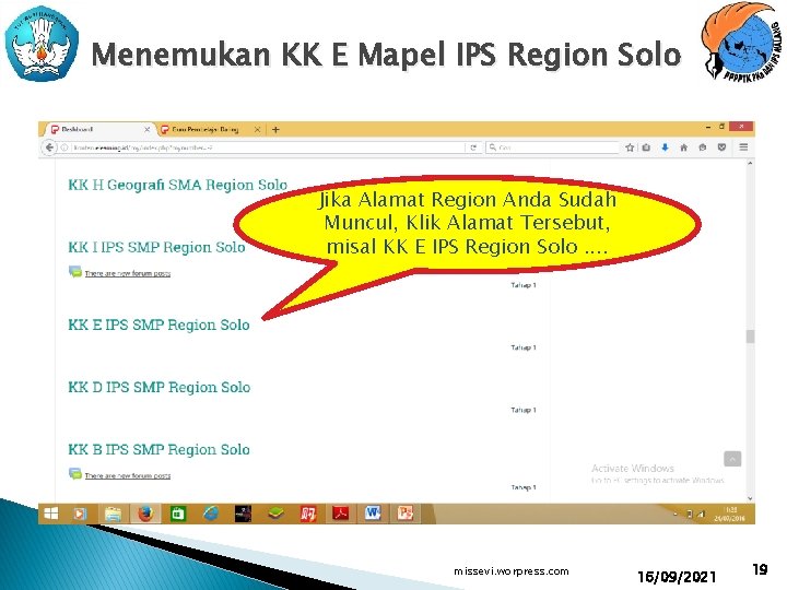 Menemukan KK E Mapel IPS Region Solo Jika Alamat Region Anda Sudah Muncul, Klik