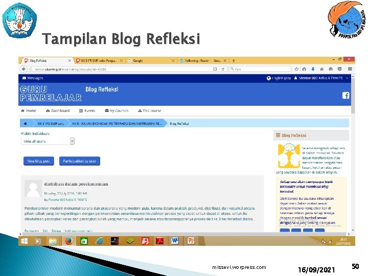 Tampilan Blog Refleksi missevi. worpress. com 16/09/2021 50 