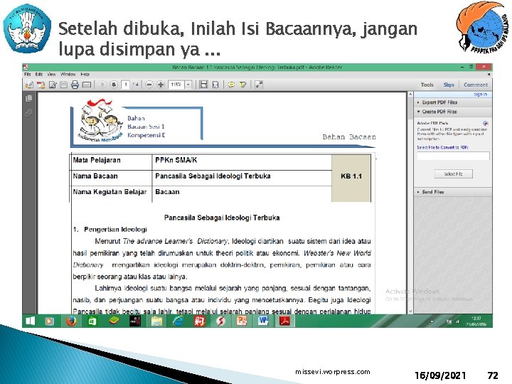 Setelah dibuka, Inilah Isi Bacaannya, jangan lupa disimpan ya. . . missevi. worpress. com