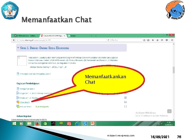 Memanfaatkan Chat Memanfaatkankan Chat missevi. worpress. com 16/09/2021 76 