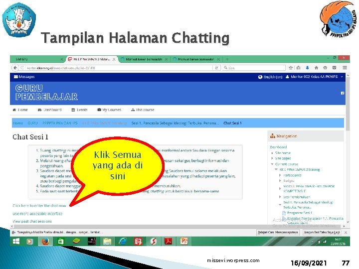 Tampilan Halaman Chatting Klik Semua yang ada di sini missevi. worpress. com 16/09/2021 77