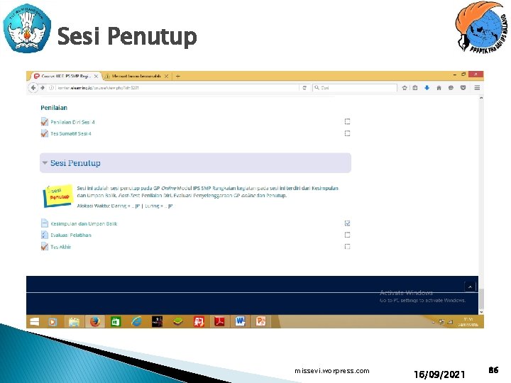 Sesi Penutup missevi. worpress. com 16/09/2021 86 