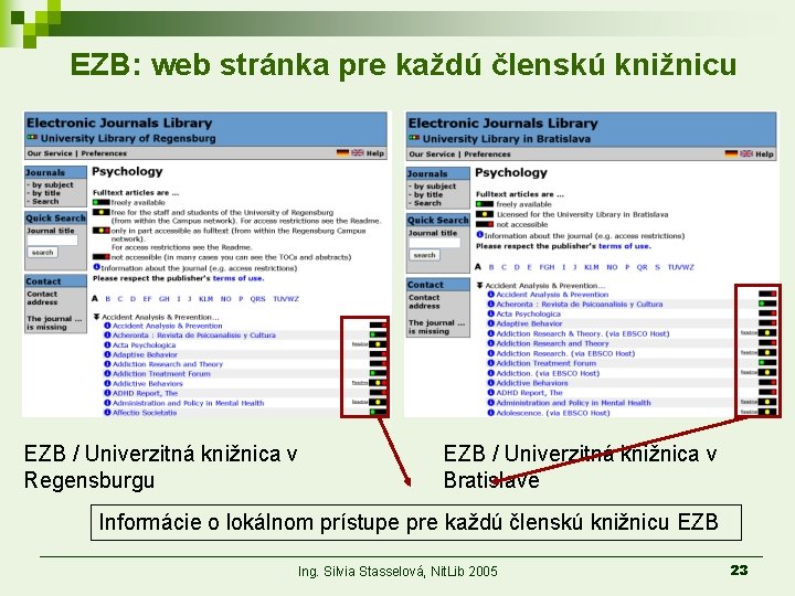 EZB: web stránka pre každú členskú knižnicu EZB / Univerzitná knižnica v Regensburgu EZB