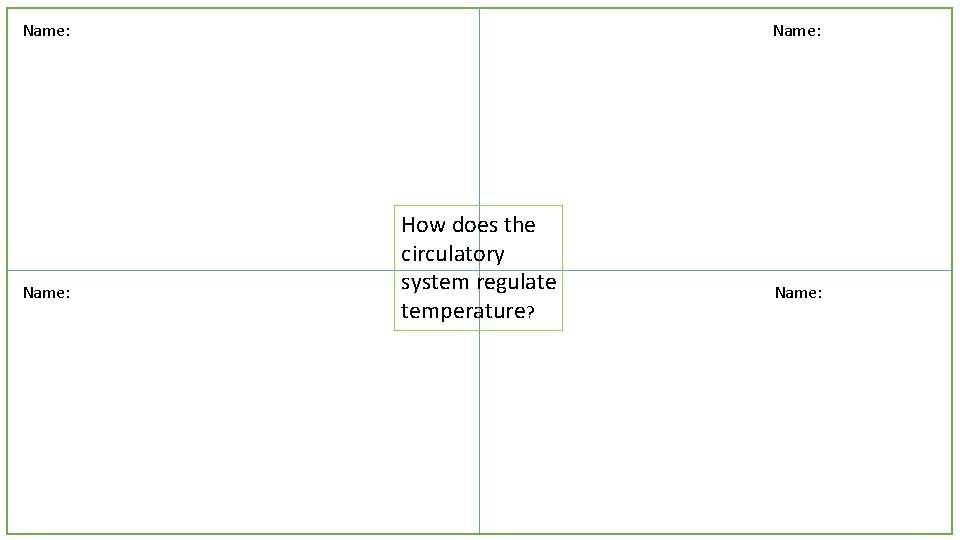 Name: How does the circulatory system regulate temperature? Name: 