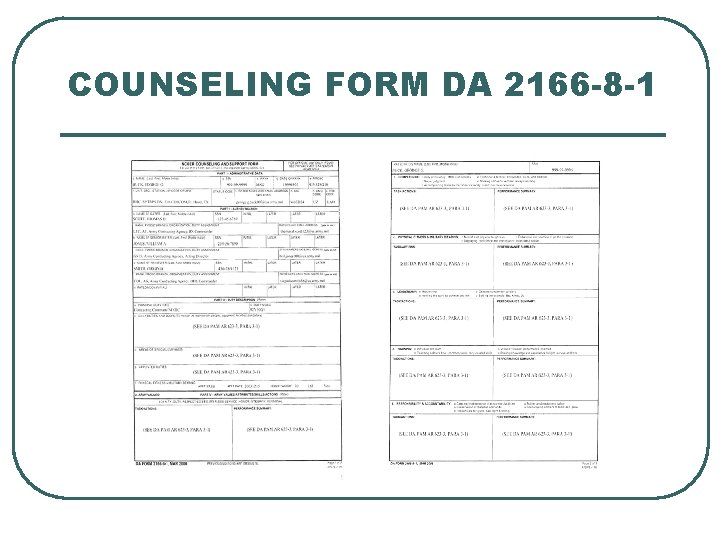 COUNSELING FORM DA 2166 -8 -1 