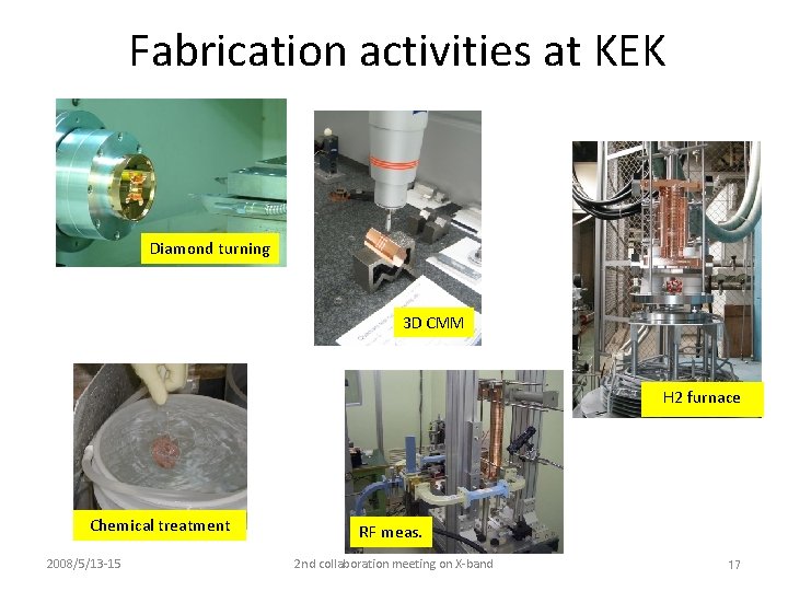 Fabrication activities at KEK Diamond turning 3 D CMM H 2 furnace Chemical treatment