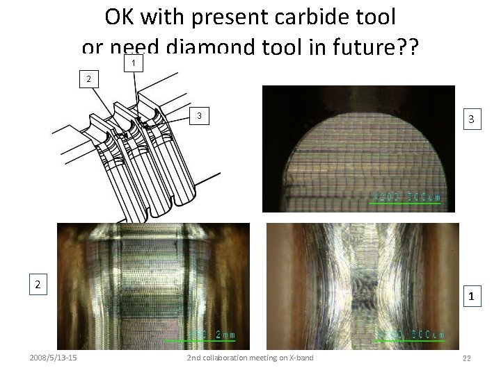 OK with present carbide tool or need diamond tool in future? ? 3 2