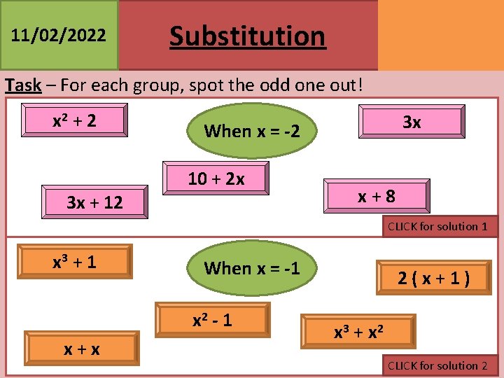 11/02/2022 MATHSWATCH CLIP 95 GRADE 3 Substitution Task – For each group, spot the