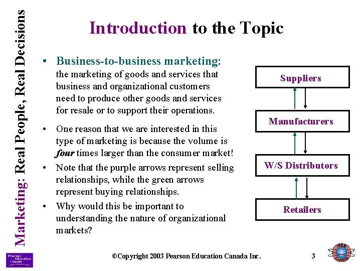 Marketing: Real People, Real Decisions Introduction to the Topic • Business-to-business marketing: the marketing