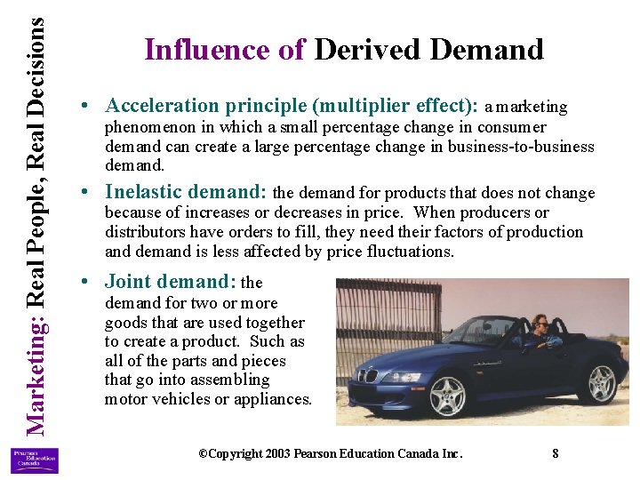 Marketing: Real People, Real Decisions Influence of Derived Demand • Acceleration principle (multiplier effect):