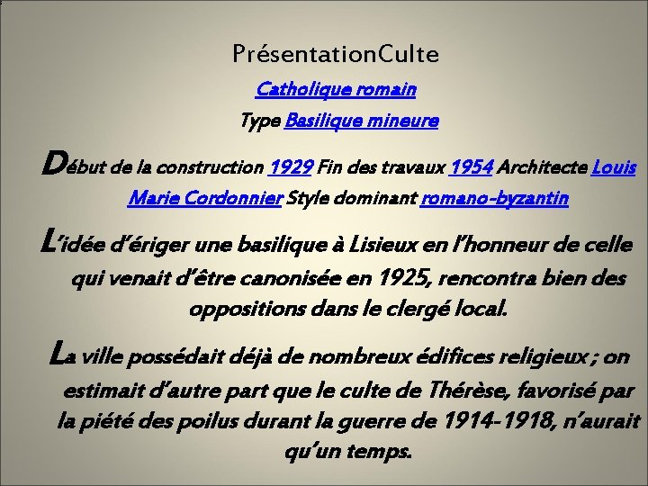 s. Présentation. Culte Catholique romain Type Basilique mineure Début de la construction 1929 Fin