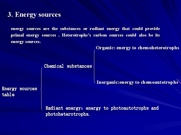 3. Energy sources energy sources are the substances or radiant energy that could provide