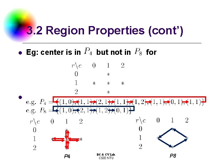 3. 2 Region Properties (cont’) l Eg: center is in but not in for