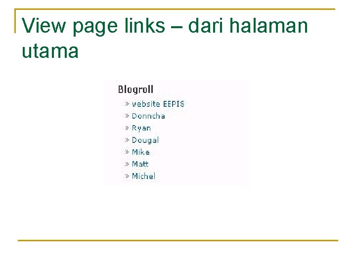 View page links – dari halaman utama 