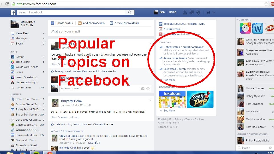 Popular Topics on Facebook 