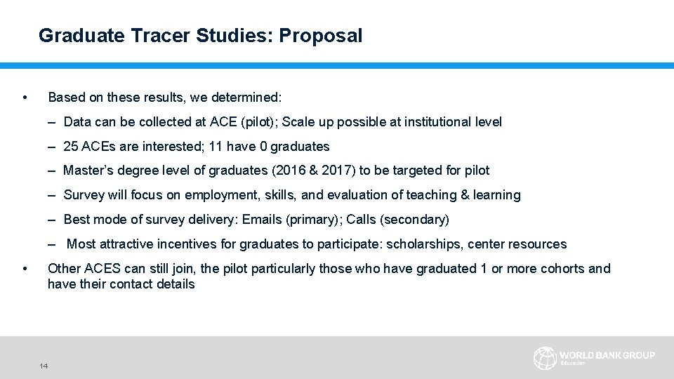 Graduate Tracer Studies: Proposal • Based on these results, we determined: – Data can