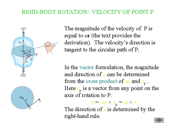 RIGID-BODY ROTATION: VELOCITY OF POINT P The magnitude of the velocity of P is