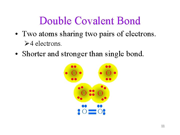 Double Covalent Bond • Two atoms sharing two pairs of electrons. Ø 4 electrons.