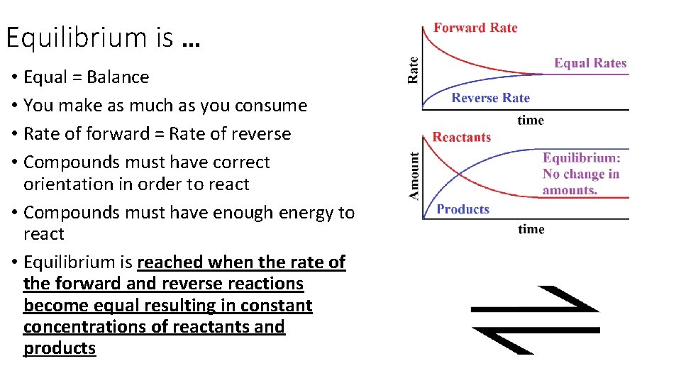Equilibrium is … • Equal = Balance • You make as much as you