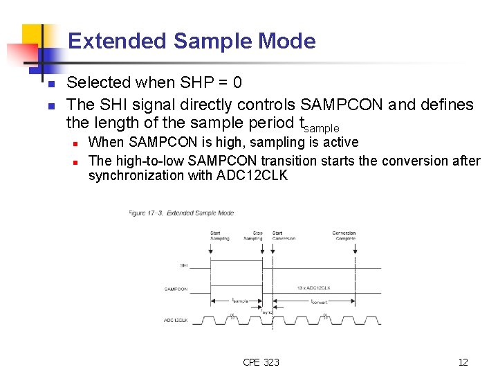 Extended Sample Mode n n Selected when SHP = 0 The SHI signal directly