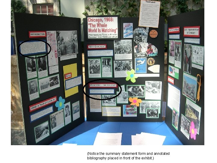 (Notice the summary statement form and annotated bibliography placed in front of the exhibit.
