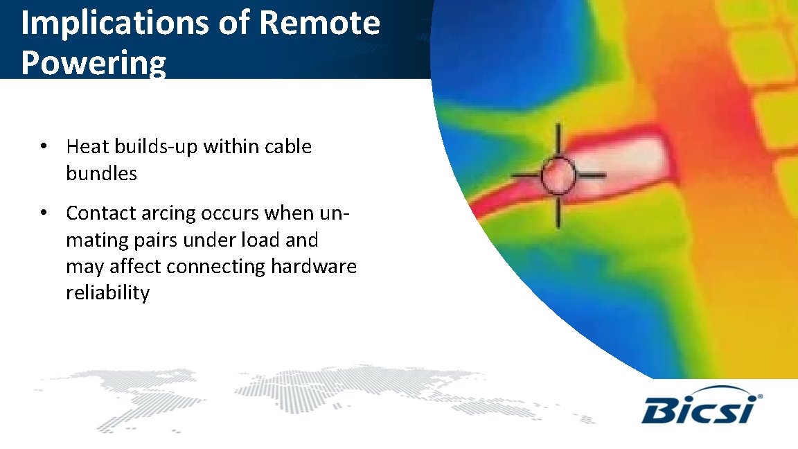 Implications of Remote Powering • Heat builds-up within cable bundles • Contact arcing occurs