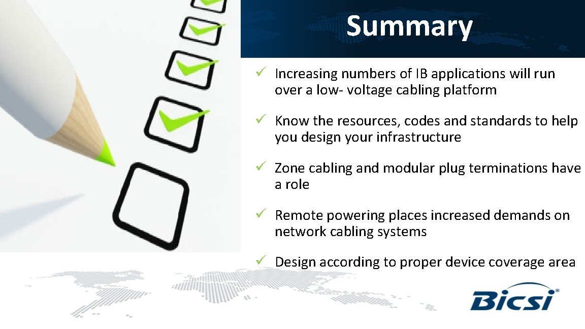 Summary ü Increasing numbers of IB applications will run over a low- voltage cabling
