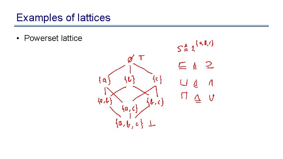 Examples of lattices • Powerset lattice 