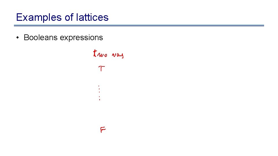 Examples of lattices • Booleans expressions 