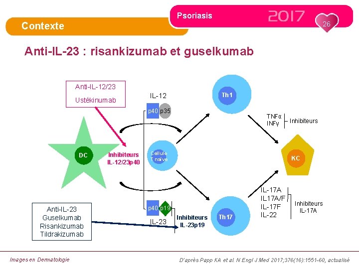 Psoriasis 26 Contexte Anti-IL-23 : risankizumab et guselkumab Anti-IL-12/23 Ustékinumab Th 1 IL-12 p