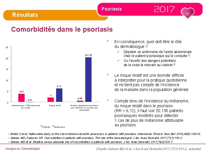 Psoriasis 35 Résultats Comorbidités dans le psoriasis • 25 En conséquence, quel doit être