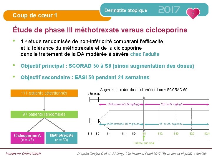 Dermatite atopique Coup de cœur 1 7 Étude de phase III méthotrexate versus ciclosporine